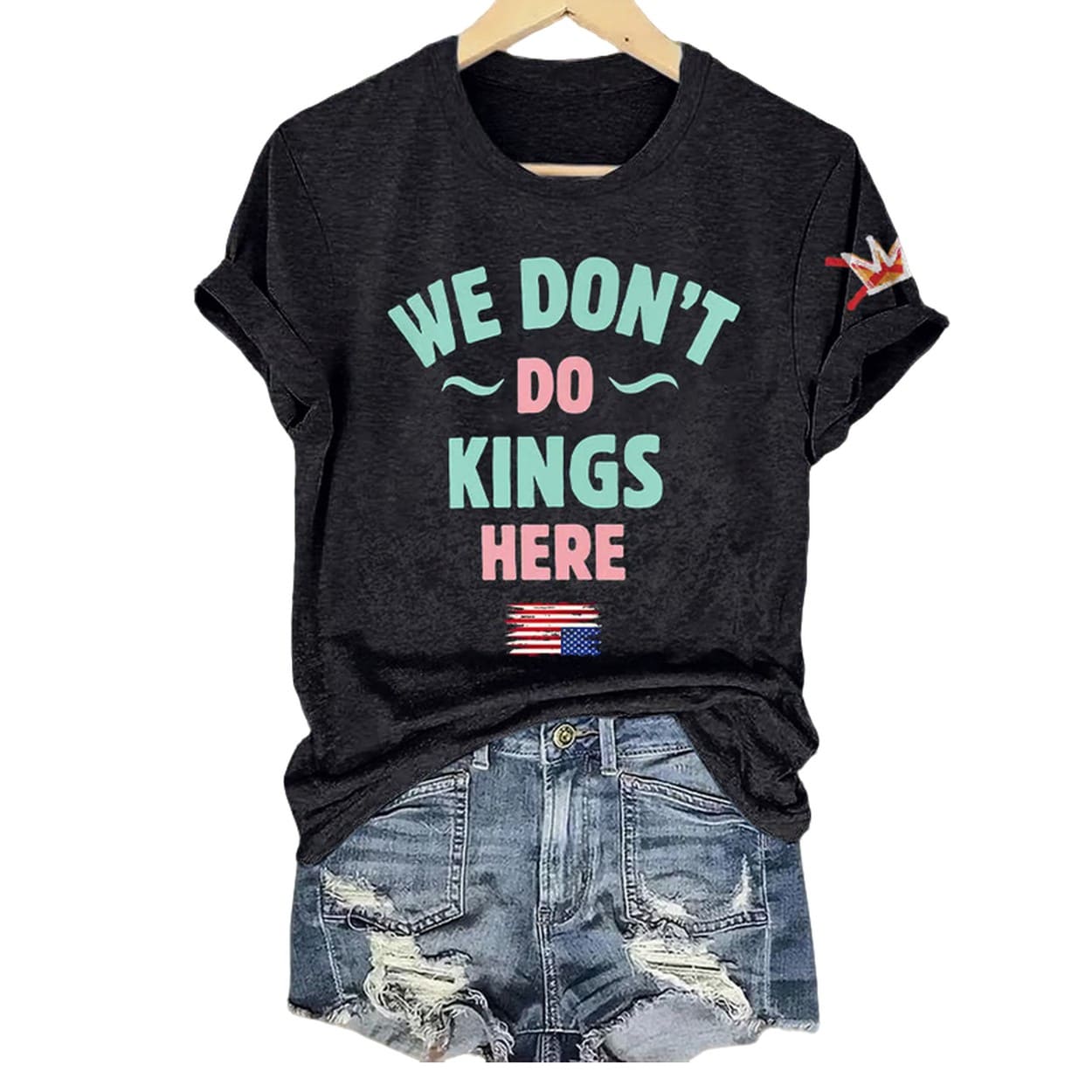 Retro We Don’t Do Kings Here Print T-Shirt