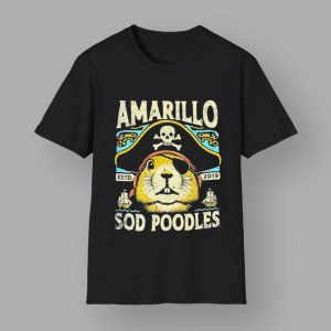 Amarillo Sod Poodles Black Prairie Dog Pirate Shirt