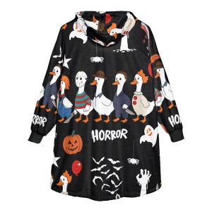 Boo Ghost Silly Goose Horror Movie Halloween Blanket Hoodie