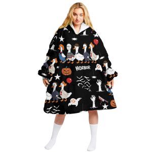 Boo Ghost Silly Goose Horror Movie Halloween Blanket Hoodie