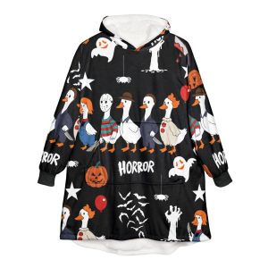 Boo Ghost Silly Goose Horror Movie Halloween Blanket Hoodie