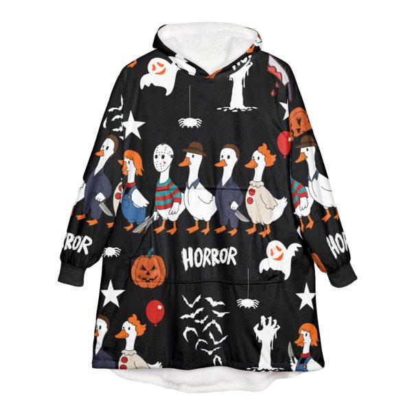 Boo Ghost Silly Goose Horror Movie Halloween Blanket Hoodie