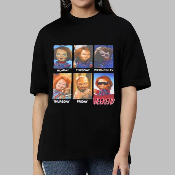 Chucky Doll Monday To Weekend Horror Movie Shirt