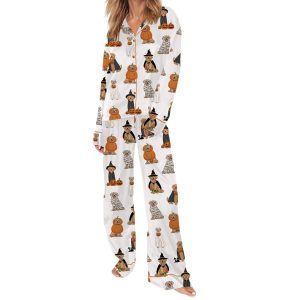Golden Retriever Halloween Ghost Dogs Satin Pajama Set