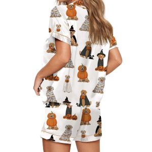 Golden Retriever Halloween Ghost Dogs Satin Pajama Set