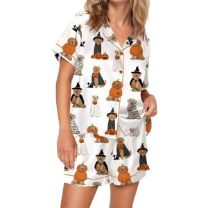 Golden Retriever Halloween Ghost Dogs Satin Pajama Set