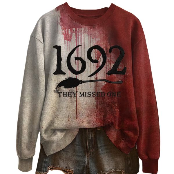 Halloween 1692 They Missed One Printed Crewneck Sweatshirt