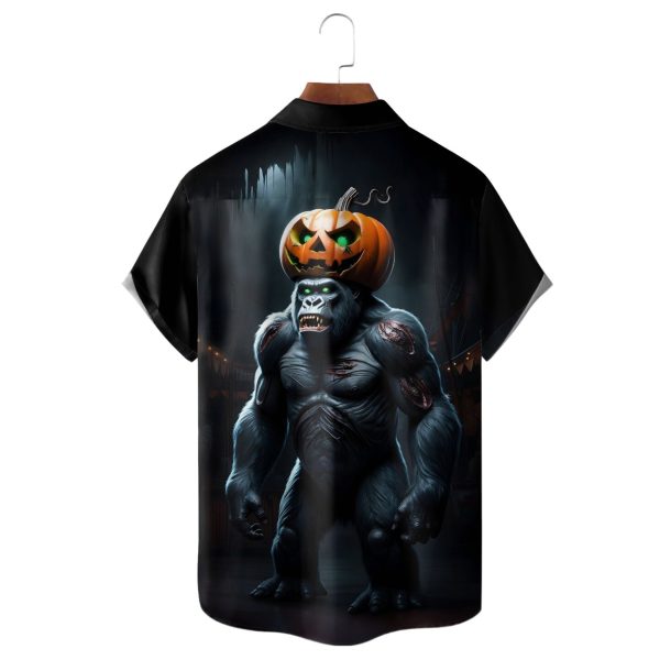 Halloween Bigfoot Chest Pocket Casual Shirt