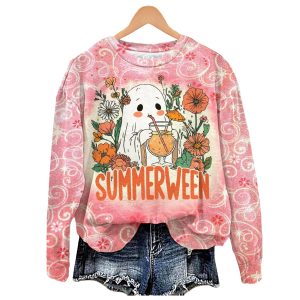 Halloween Ghost Summerween Printed Sweatshirt