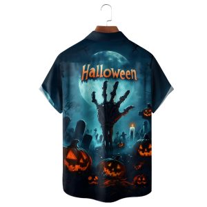 Halloween Hand Chest Pocket Casual Shirt