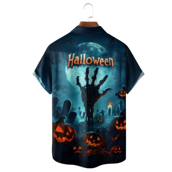 Halloween Hand Chest Pocket Casual Shirt