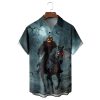 Pumpkin Skull Music Festival Halloween Chest Pocket Casual Shirt