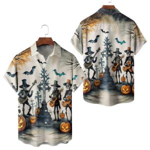 Halloween Skeleton Band Hawaiian Shirt