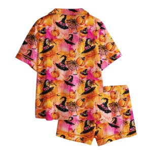 Halloween Witchy Pumpkin Satin Pajama Set