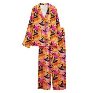 Halloween Witchy Pumpkin Satin Pajama Set