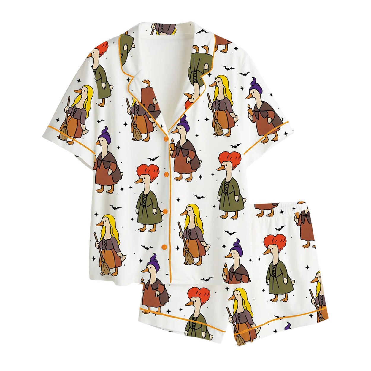 Hocus Pocus Silly Goose Halloween Satin Pajama Set Hocus Pocus Silly Goose Halloween Satin Pajama Set