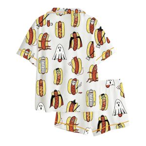 Hot Dog Summerween Halloween Satin Pajama Set
