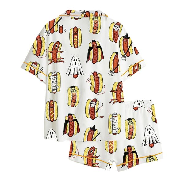Hot Dog Summerween Halloween Satin Pajama Set