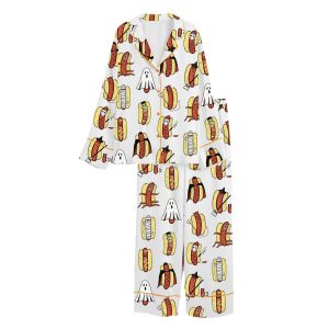 Hot Dog Summerween Halloween Satin Pajama Set