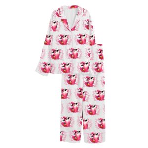 In October We Wear Pink Breast Cancer Awareness Satin Pajama Set