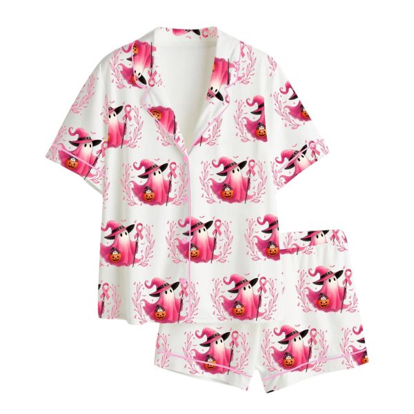 In October We Wear Pink Breast Cancer Awareness Satin Pajama Set