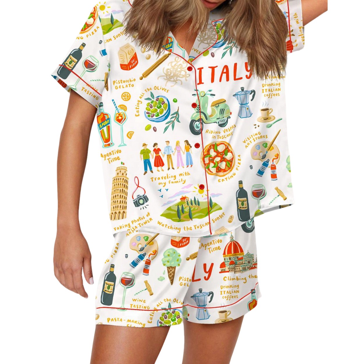 Italian Vacation Satin Pajama Set Italian Vacation Satin Pajama Set