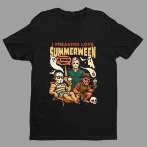 Jason Voorhees Michael Myers Freddy Krueger I Freaking Love Summerween Shirt