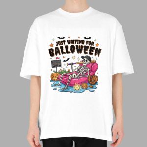 Just Waiting For Balloween Baseball Halloween T-Shirt 3 Just Waiting For Balloween Baseball Halloween T Shirt