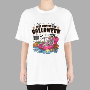 Just Waiting For Balloween Baseball Halloween T-Shirt 1 Just Waiting For Balloween Baseball Halloween T Shirt