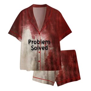Problem Solved Bloody Horror Halloween Satin Pajama Set