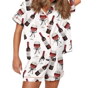 Red Wine Satin Pajama Set