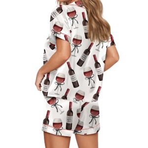 Red Wine Satin Pajama Set