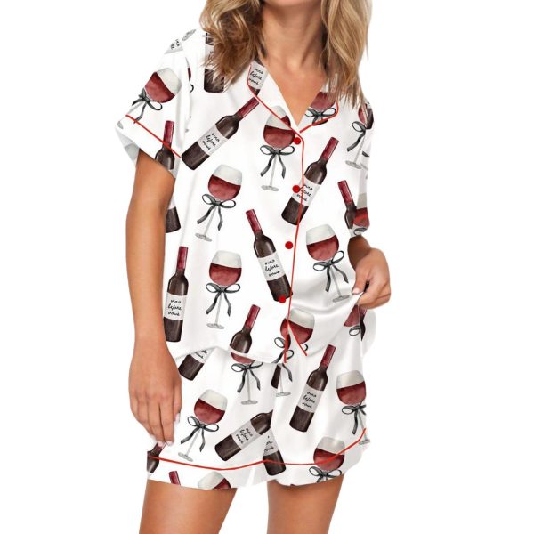 Red Wine Satin Pajama Set