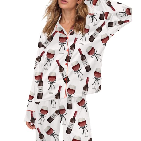 Red Wine Satin Pajama Set