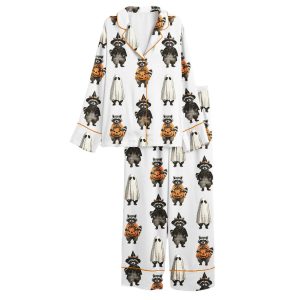 Retro Cute Raccoon Ghost Halloween Pajama Set