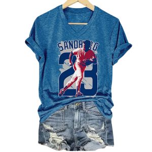 Retro RIP Sandberg 23 Print V-Neck T-Shirt