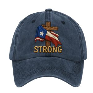 Retro Texas Strong Faith Cross Print Baseball Cap