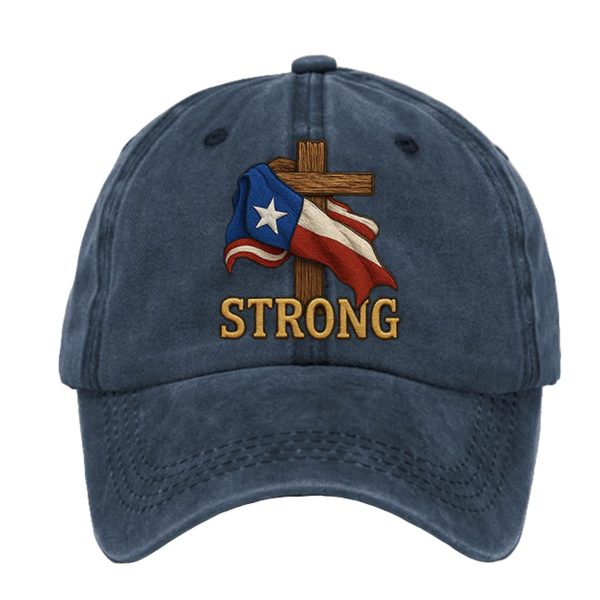 Retro Texas Strong Faith Cross Print Baseball Cap