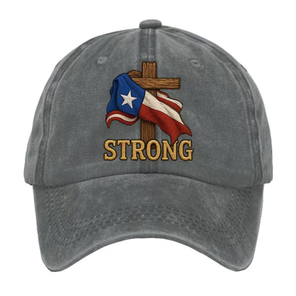 Retro Texas Strong Faith Cross Print Baseball Cap