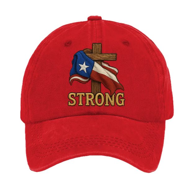 Retro Texas Strong Faith Cross Print Baseball Cap