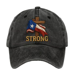 Retro Texas Strong Faith Cross Print Baseball Cap