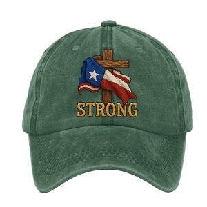 Retro Texas Strong Faith Cross Print Baseball Cap