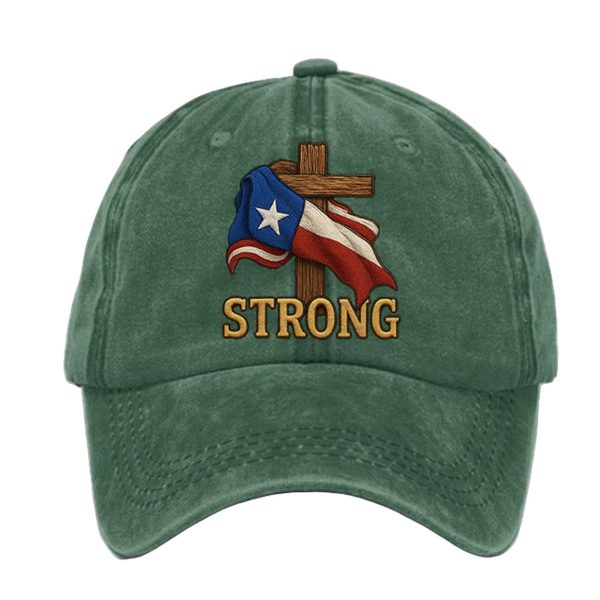 Retro Texas Strong Faith Cross Print Baseball Cap