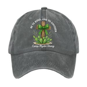Retro Texas Strong Green Bow Cross Be Ye Kind One to Another Camp Mystic Strong Print Baseball Cap 2