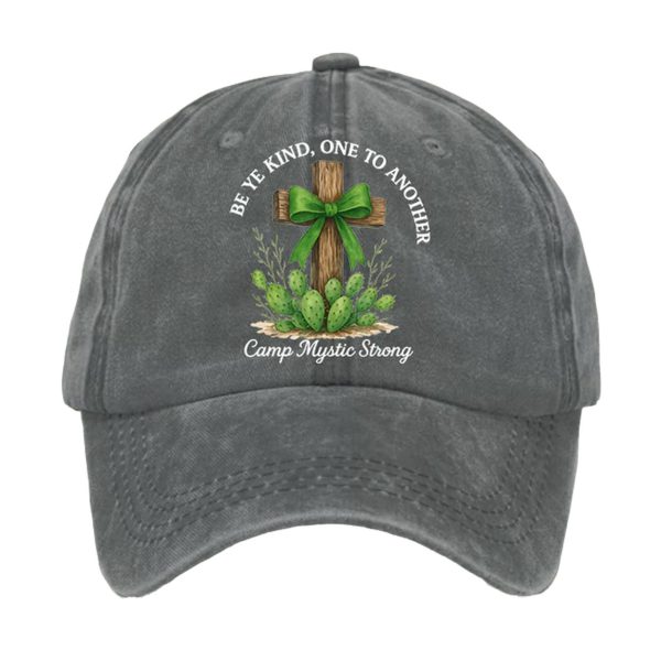 Retro Texas Strong Green Bow Cross Be Ye Kind One to Another Camp Mystic Strong Print Baseball Cap