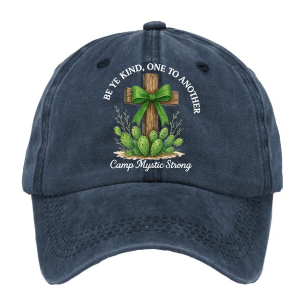 Retro Texas Strong Green Bow Cross Be Ye Kind One to Another Camp Mystic Strong Print Baseball Cap