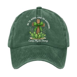 Retro Texas Strong Green Bow Cross Be Ye Kind One to Another Camp Mystic Strong Print Baseball Cap