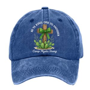 Retro Texas Strong Green Bow Cross Be Ye Kind One to Another Camp Mystic Strong Print Baseball Cap 4