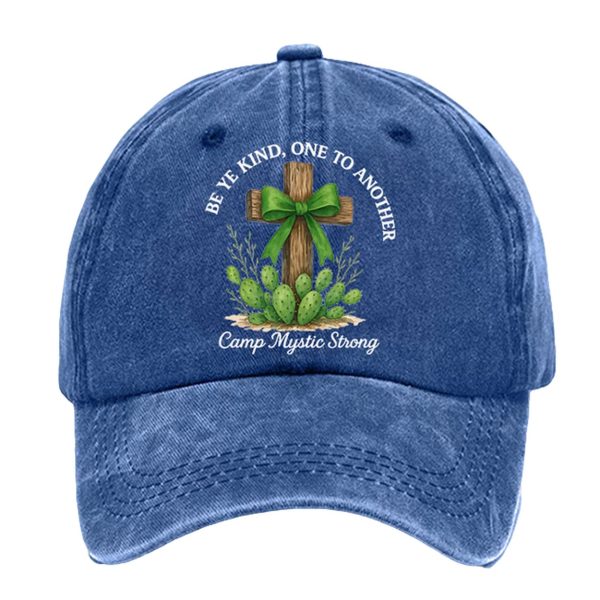Retro Texas Strong Green Bow Cross Be Ye Kind One to Another Camp Mystic Strong Print Baseball Cap