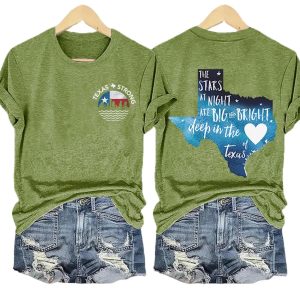 Retro Texas Strong The Stars At Night Are Big And Bright Deep In The Heart Of Texas Print T Shirt 1